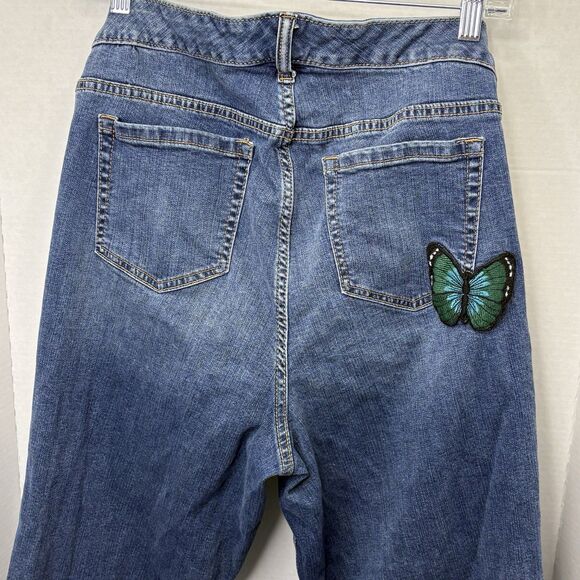 Torrid Premium Denim Boyfriend Stretch Jeans Size 18 Butterfly Patch - Picture 5 of 11